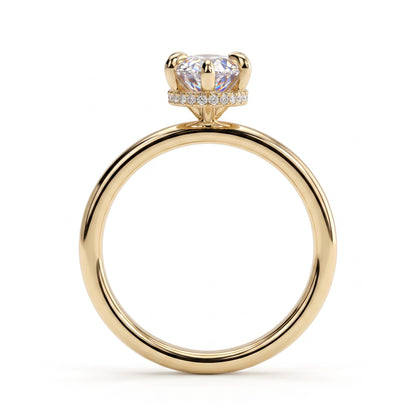 Marquise lab-grown diamond solitaire engagement ring in 18K (750) yellow gold, side profile 