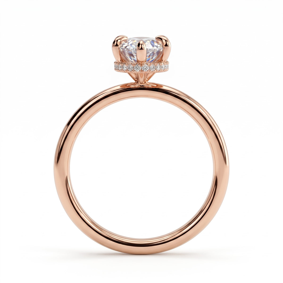 Marquise lab-grown diamond solitaire engagement ring in 18K (750) rose gold, side profile 