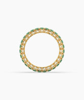 Helene round green gemstone eternity ring in 585 yellow gold, top view 