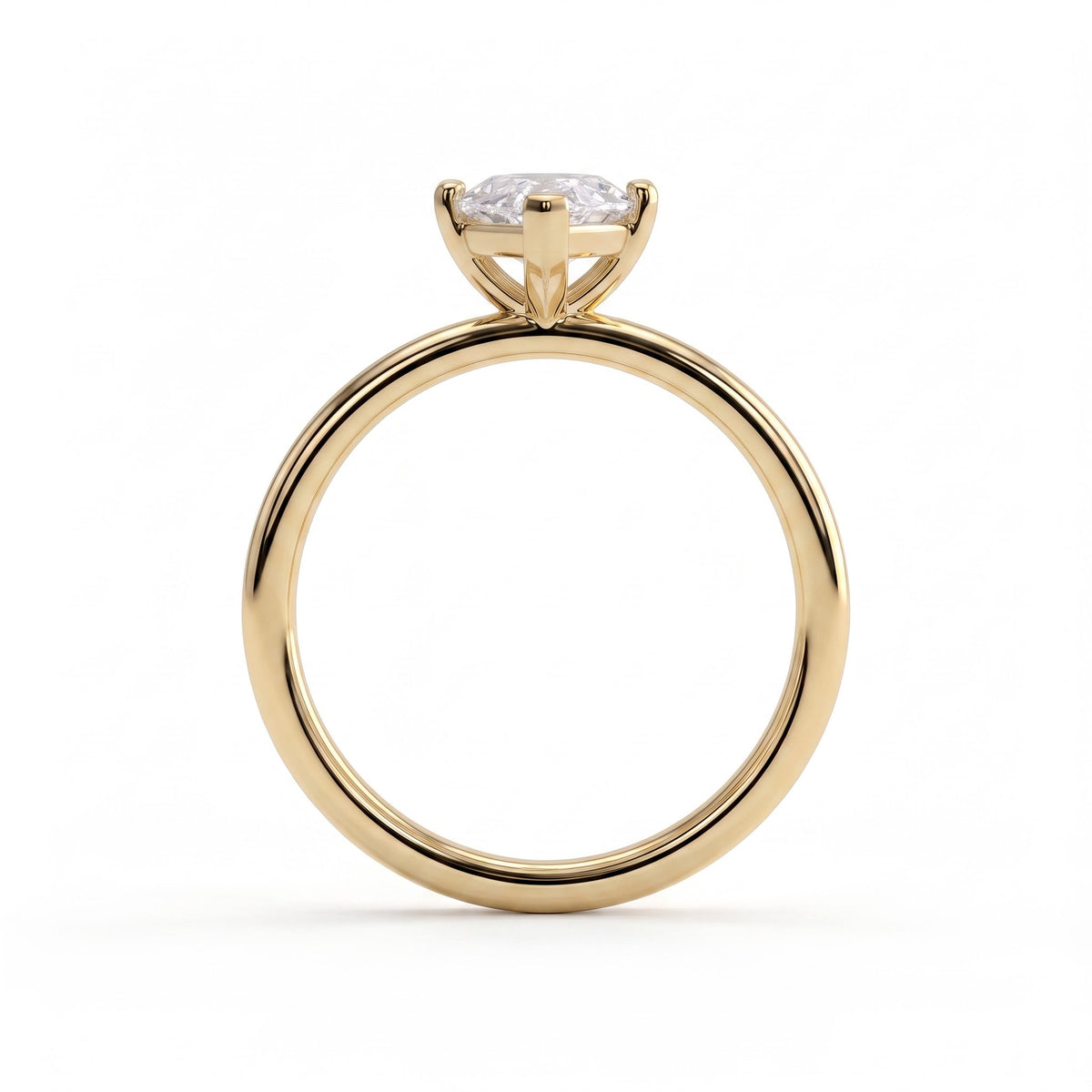 Marquise lab-grown diamond solitaire engagement ring in 18K (750) yellow gold, side profile 