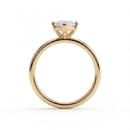 Marquise lab-grown diamond solitaire engagement ring in 18K (750) yellow gold, side profile 