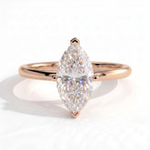 Marquise lab-grown diamond solitaire engagement ring in 18K (750) rose gold, front view 