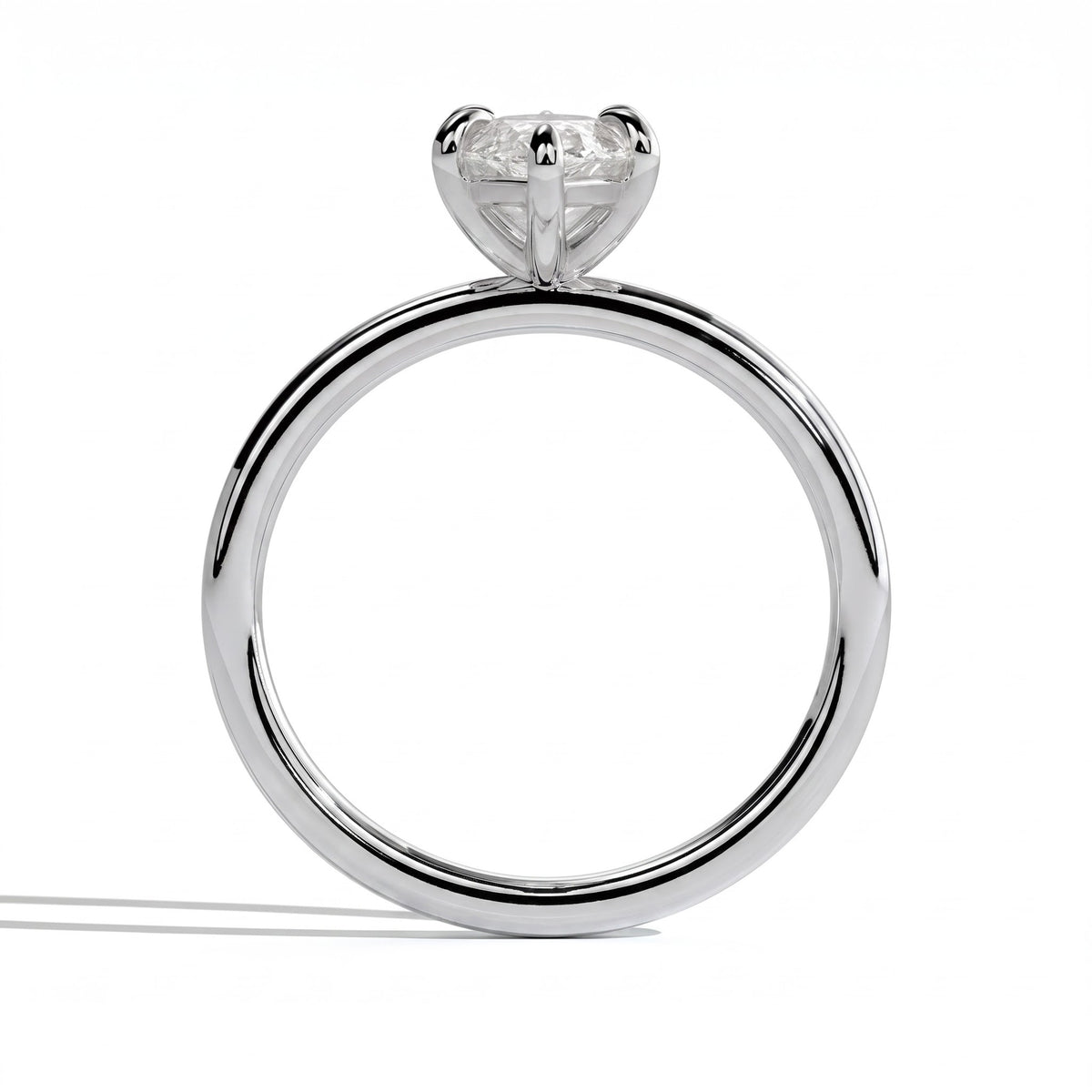 Marquise lab-grown diamond solitaire engagement ring in 18K (750) white gold, side profile 