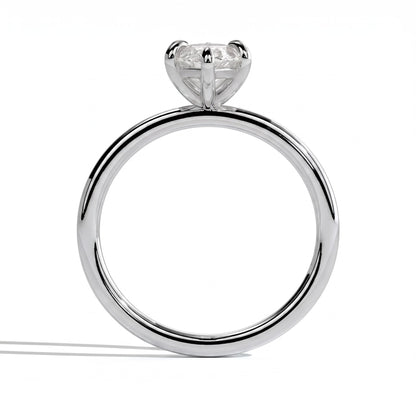 Marquise lab-grown diamond solitaire engagement ring in 18K (750) white gold, side profile 