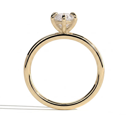 Marquise lab-grown diamond solitaire engagement ring in 18K (750) yellow gold, side profile 
