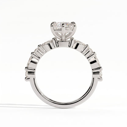 Elongated Hexagon lab-grown diamond halo engagement ring in 950 platinum, side profile 