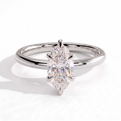 Marquise lab-grown diamond halo engagement ring in 950 platinum, front view 