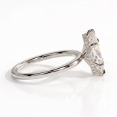 Marquise lab-grown diamond solitaire engagement ring in 950 platinum, detail view 