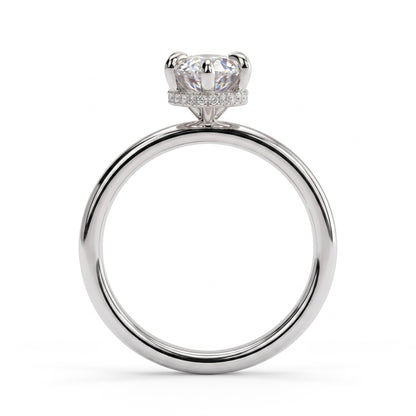 Marquise lab-grown diamond solitaire engagement ring in 950 platinum, side profile 