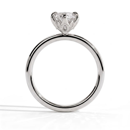 Marquise lab-grown diamond solitaire engagement ring in 950 platinum, side profile 