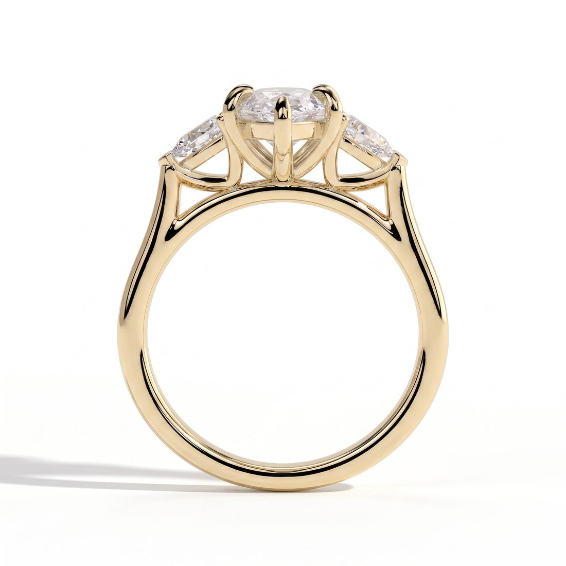 Eudora Dutch Marquise Three Stone Ring 585 Yellow Gold upright 