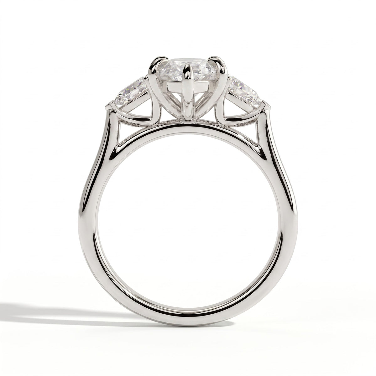 Eudora Dutch Marquise Three Stone Ring 750 White Gold upright 