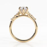Marquise lab-grown diamond halo engagement ring in 14K (585) yellow gold, side profile 