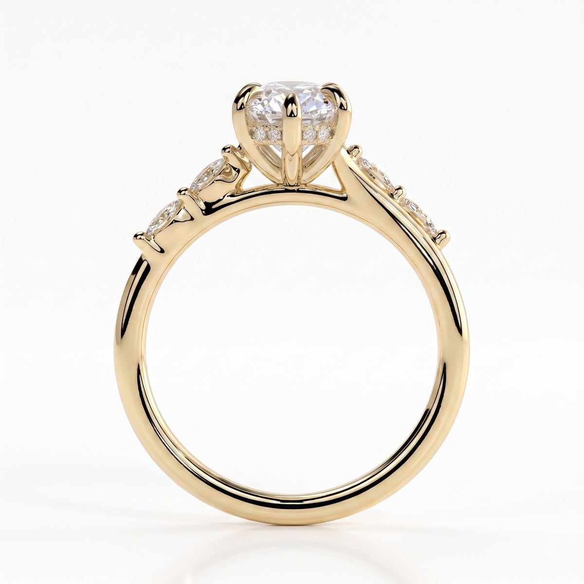 Galene Radiant Hidden Halo Ring 750 Yellow Gold upright 