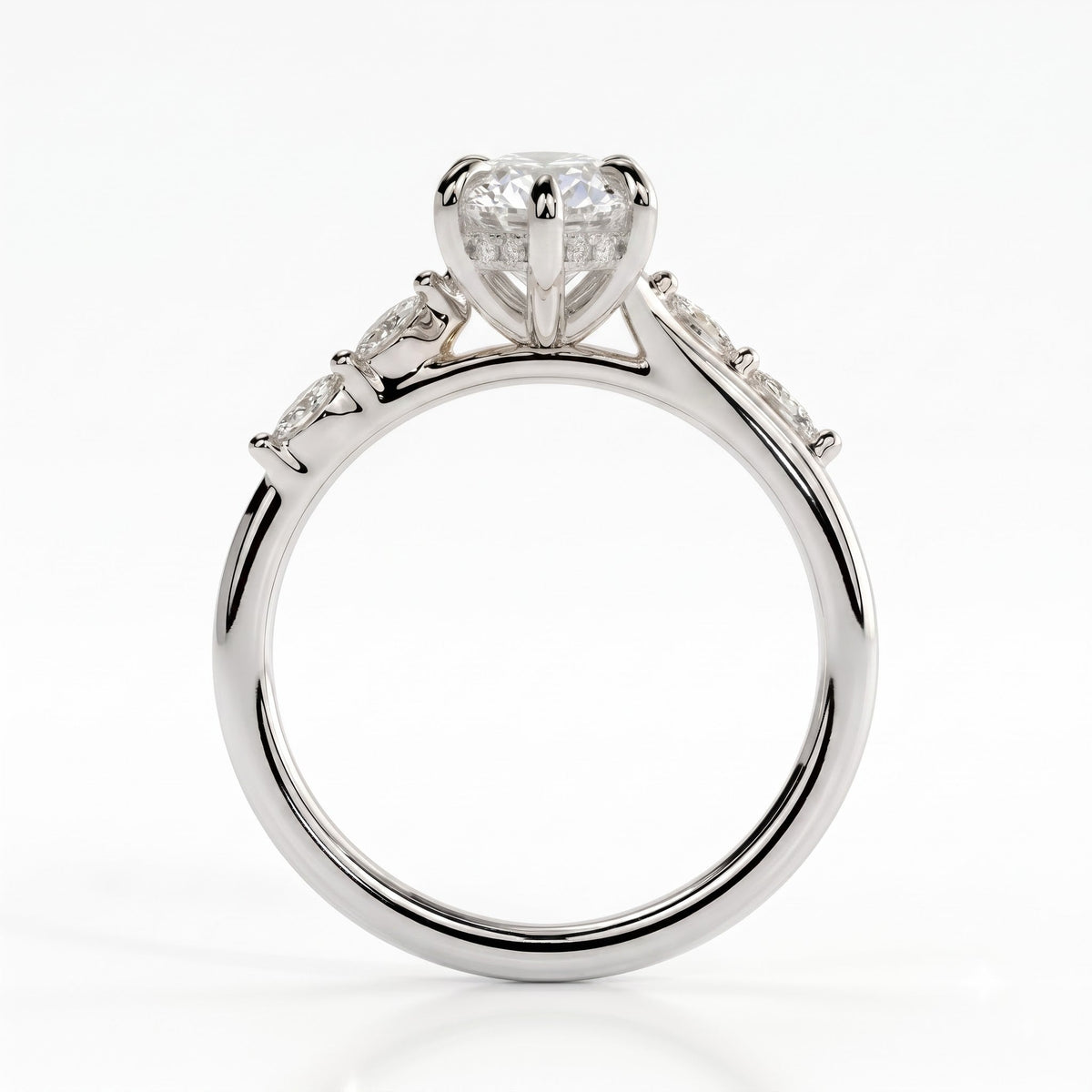 Galene Radiant Hidden Halo Ring 585 White Gold upright 