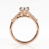 Marquise lab-grown diamond halo engagement ring in 14K (585) rose gold, side profile 