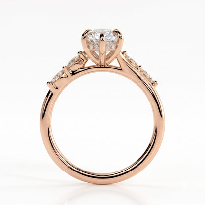 Galene Radiant Hidden Halo Ring 585 Rose Gold upright 