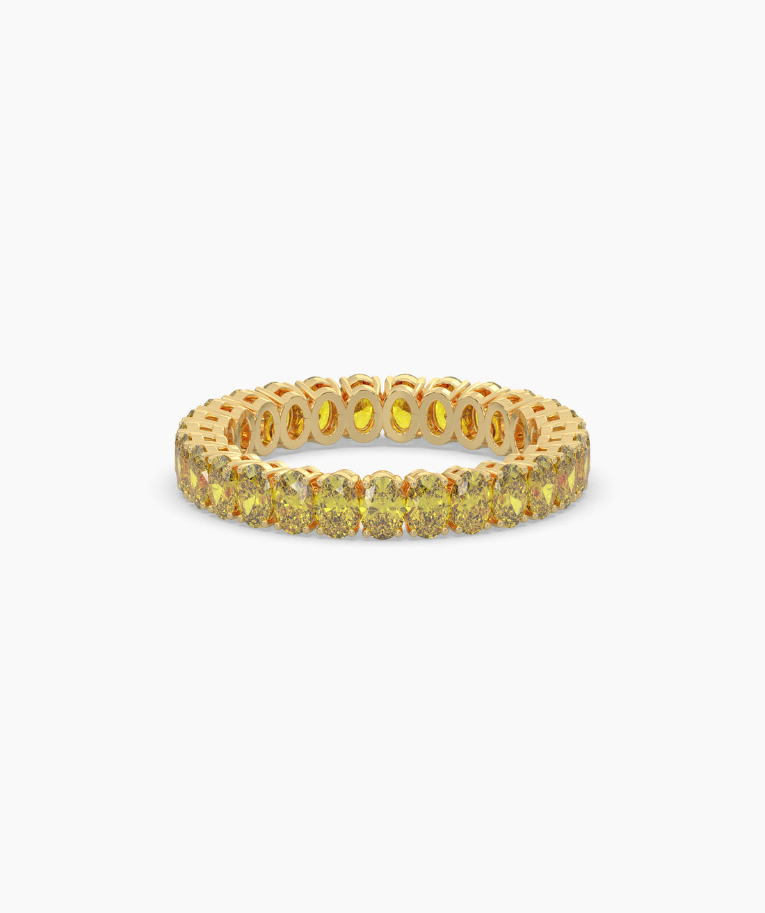 Nina round yellow gemstone eternity ring in 585 yellow gold, front view 