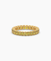 Nina round yellow gemstone eternity ring in 585 yellow gold, front view 