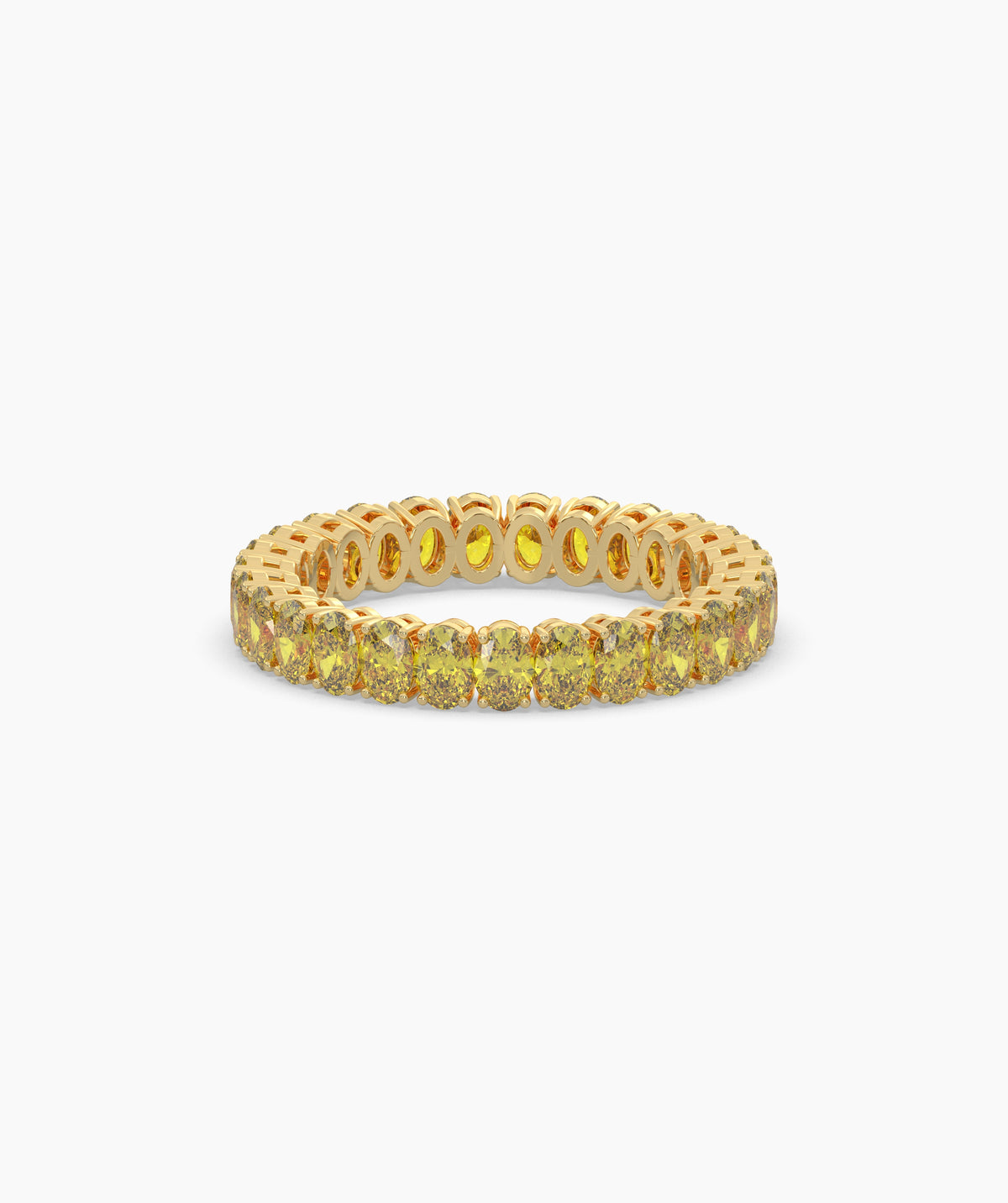 Nina round yellow gemstone eternity ring in 585 yellow gold, front view 