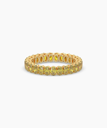 Nina round yellow gemstone eternity ring in 585 yellow gold, front view 