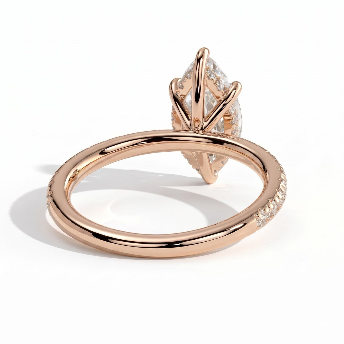 Halina Dutch Marquise Hidden Halo Ring 585 Rose Gold back view 