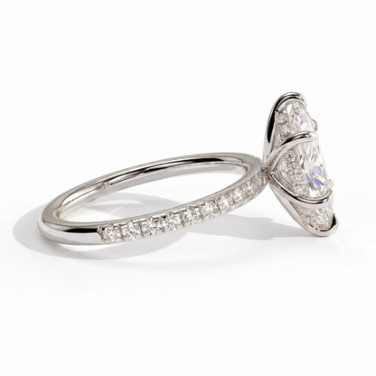 Halina Dutch Marquise Hidden Halo Ring 585 White Gold side view 