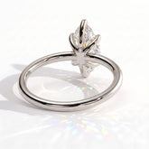 Marquise lab-grown diamond solitaire engagement ring in 14K (585) white gold, on white background 