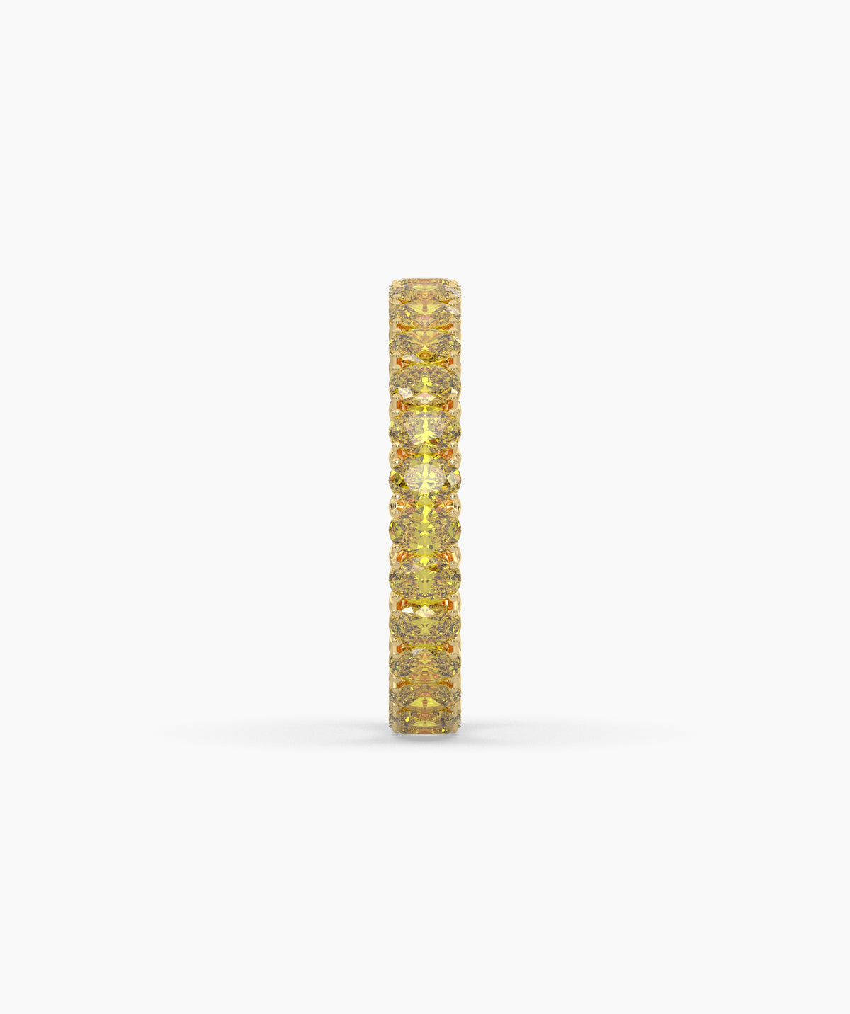 Nina round yellow gemstone eternity ring in 585 yellow gold, side profile view 