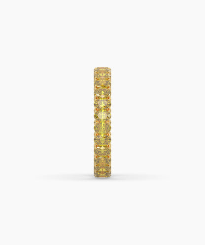 Nina round yellow gemstone eternity ring in 585 yellow gold, side profile view 