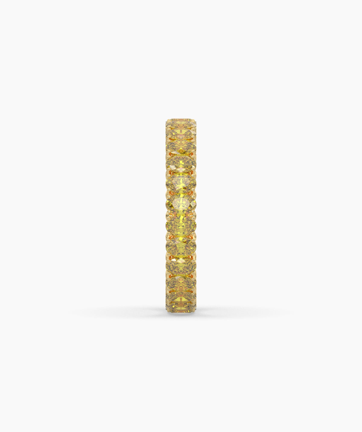Nina round yellow gemstone eternity ring in 750 yellow gold, side profile view 