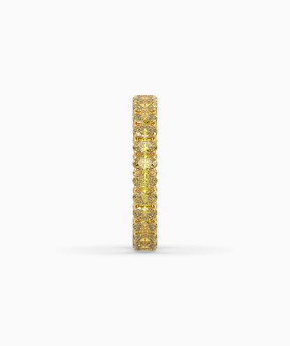 Nina round yellow gemstone eternity ring in 750 yellow gold, side profile view 