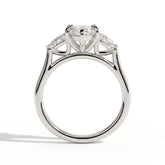 Marquise lab-grown diamond three-stone engagement ring in 18K (750) white gold, side profile 