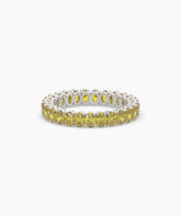 Nina round yellow gemstone eternity ring in 585 white gold, front view 