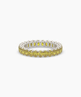 Nina round yellow gemstone eternity ring in 950 platinum, front view 