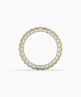 Nina round yellow gemstone eternity ring in 585 white gold, top view 