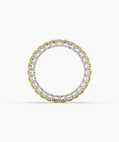 Nina round yellow gemstone eternity ring in 585 white gold, top view 