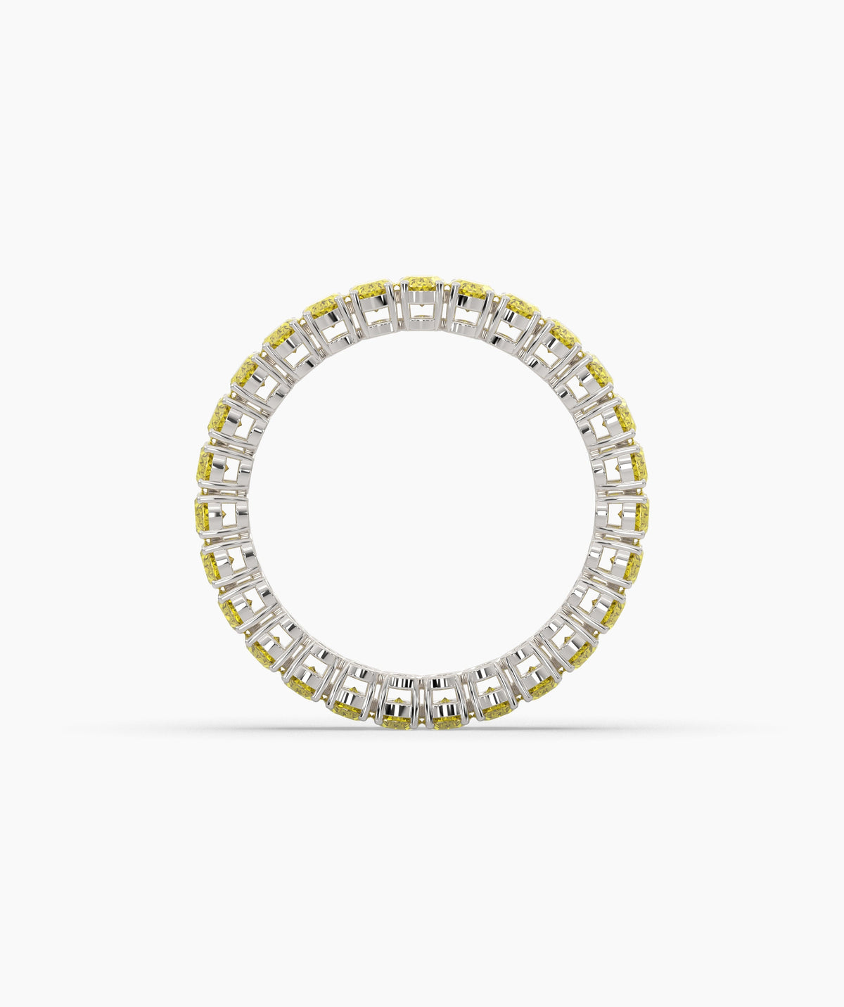 Nina round yellow gemstone eternity ring in 750 white gold, top view 
