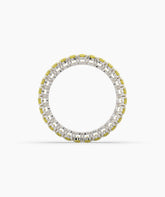 Nina round yellow gemstone eternity ring in 750 white gold, top view 