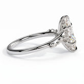 Marquise lab-grown diamond halo engagement ring in 950 platinum, detail view 