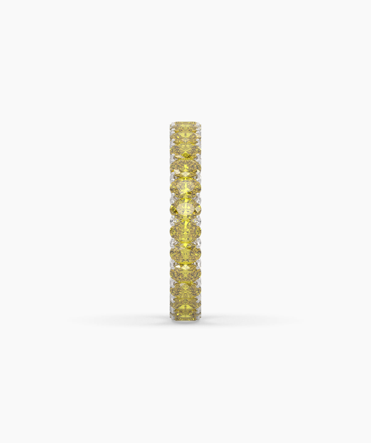 Nina round yellow gemstone eternity ring in 585 white gold, side profile view 