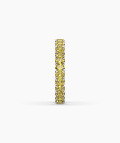 Nina round yellow gemstone eternity ring in 585 white gold, side profile view 