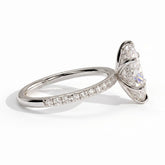 Marquise lab-grown diamond halo engagement ring in 950 platinum, detail view 