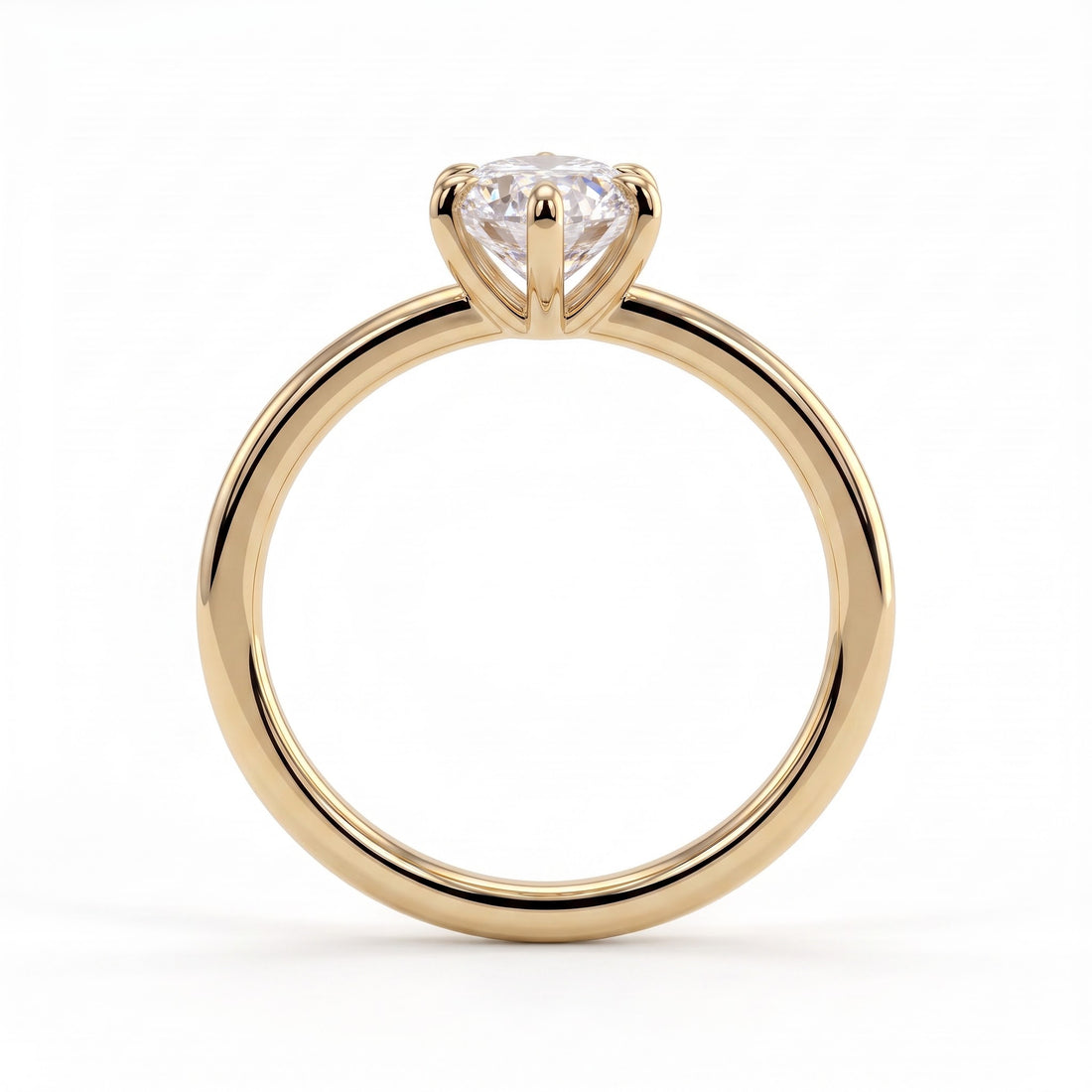 Marquise lab-grown diamond solitaire engagement ring in 14K (585) yellow gold, side profile 