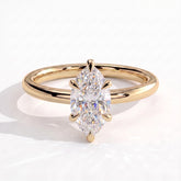 Marquise lab-grown diamond solitaire engagement ring in 18K (750) yellow gold, front view 