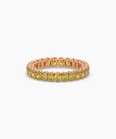 Nina round yellow gemstone eternity ring in 585 rose gold, front view 