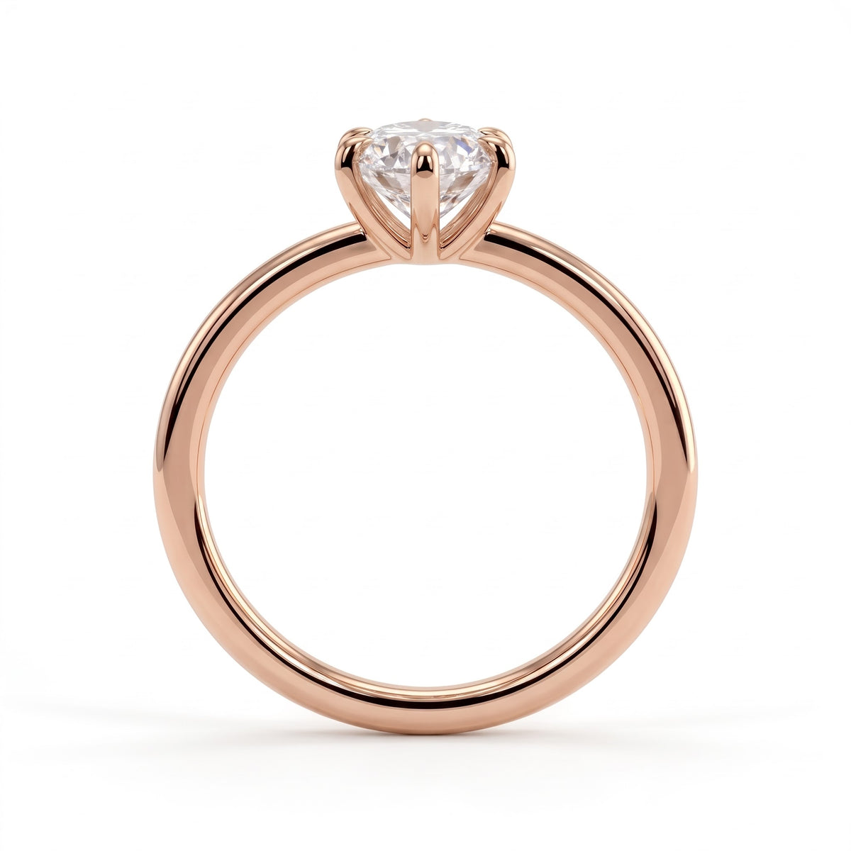 Marquise lab-grown diamond solitaire engagement ring in 18K (750) rose gold, side profile 