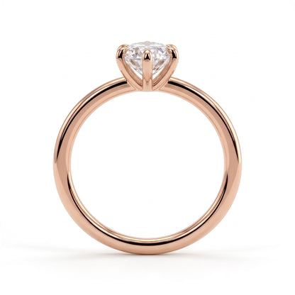 Marquise lab-grown diamond solitaire engagement ring in 18K (750) rose gold, side profile 