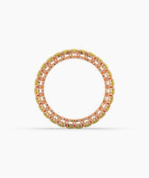 Nina round yellow gemstone eternity ring in 585 rose gold, top view 