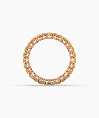 Nina round yellow gemstone eternity ring in 585 rose gold, top view 